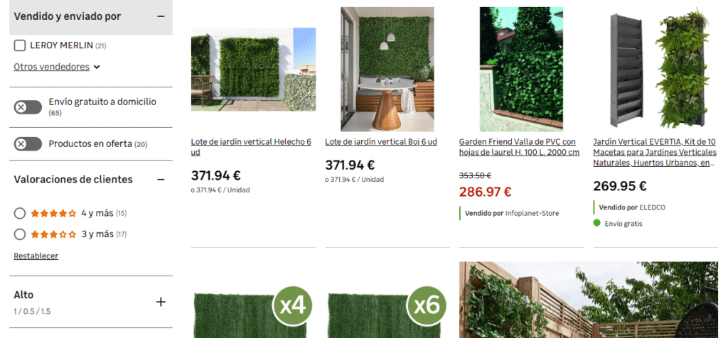 Imgen extraida de la tienda jardines verticales Leroy Merlin